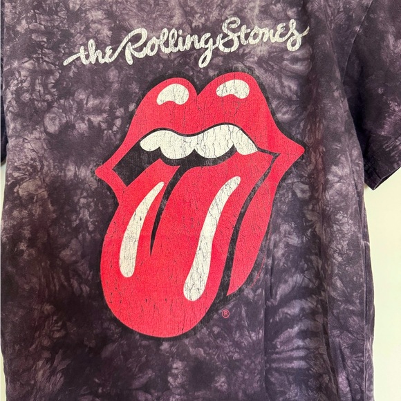 Rolling Stones Purple Tie Dye Band Sleeve Tee 100% Cotton Size SM - Picture 3 of 9